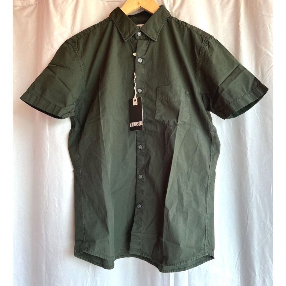 Linksoul Button Down Short Sleeve Golf Men's Shirt Rainforest Green LS229 Small
